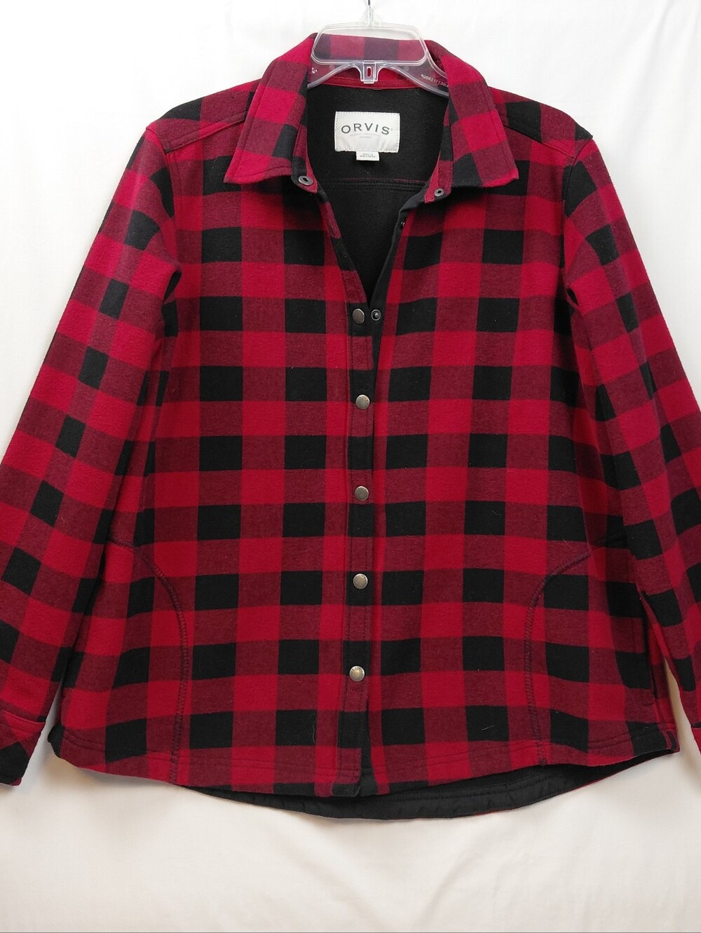 Orvis Buffalo Check Fleece Lined Midweight Flannel‎ Shirt Jacket Size XL Pockets